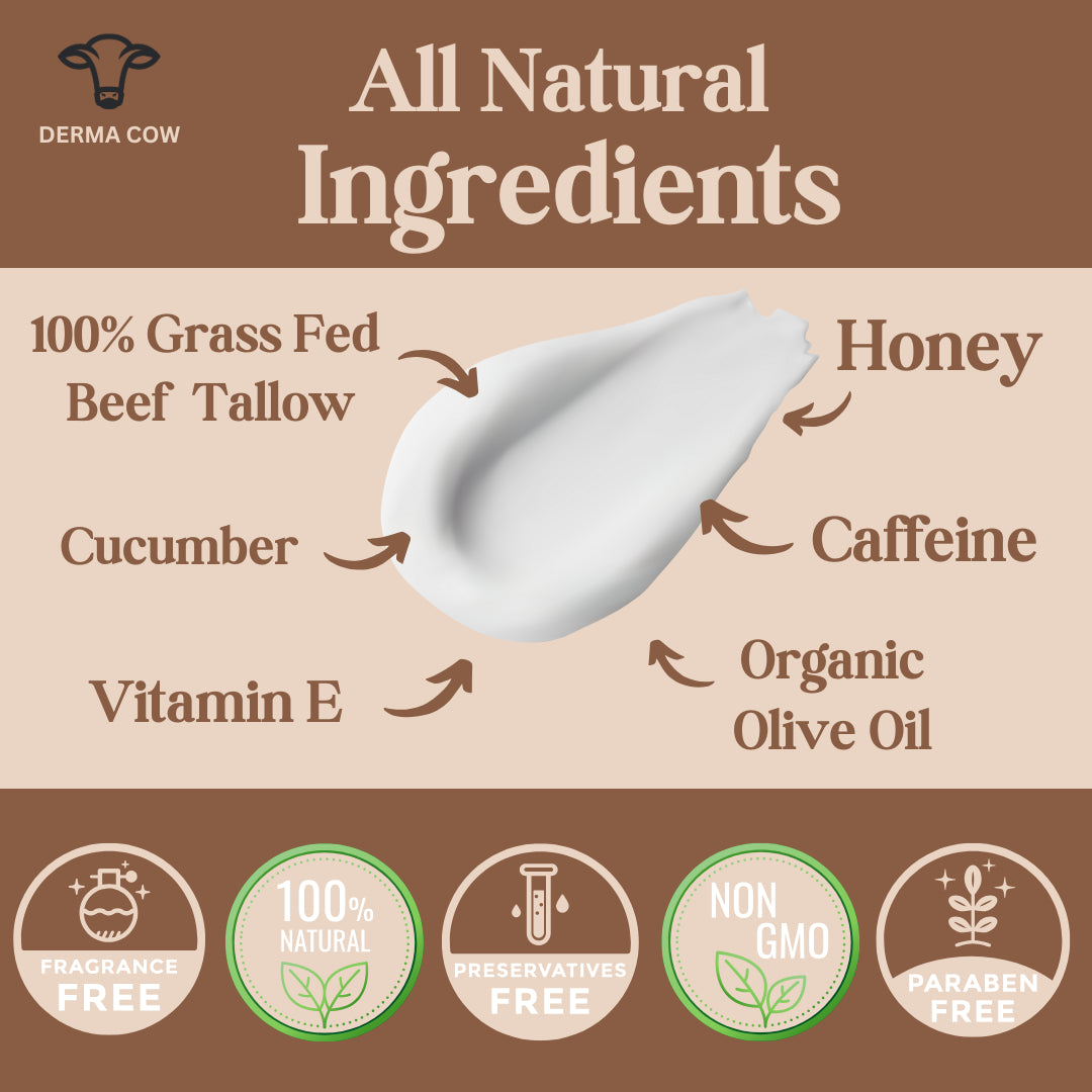 Tallow Eye Cream infused Caffeine,Honey,Vitamin E,Cucumber