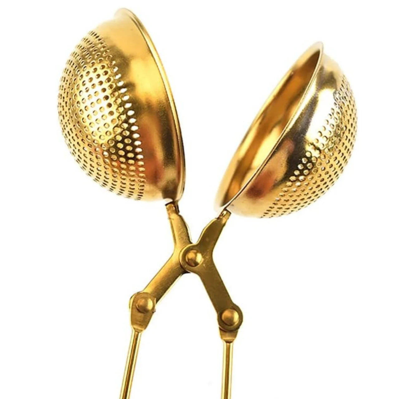 Gold Snap Ball Tea Infuser - Stainless Steel Handle Strainer