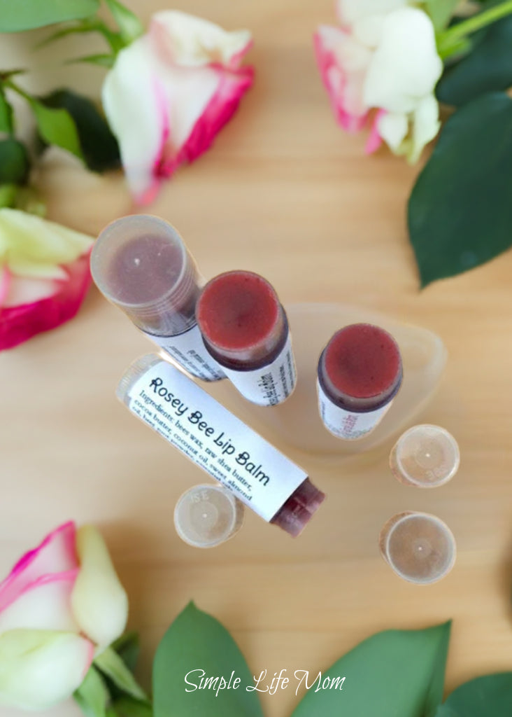 ROSEY BEE LIP BALM - all natural, tinted red lip balm with peppermint essential oil, red lip tinted moisturizer, lip stain