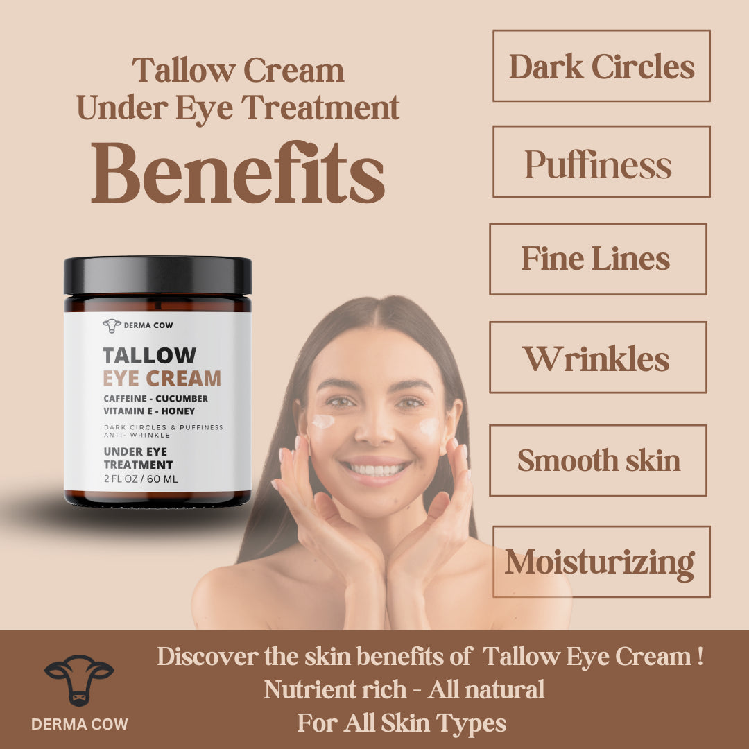 Tallow Eye Cream infused Caffeine,Honey,Vitamin E,Cucumber